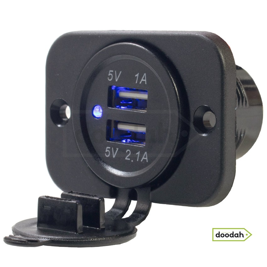 Авто / Мото USB зарядний пристрій - Recessed PRO, IP54, 2,1А. Гарантія 6 міс.